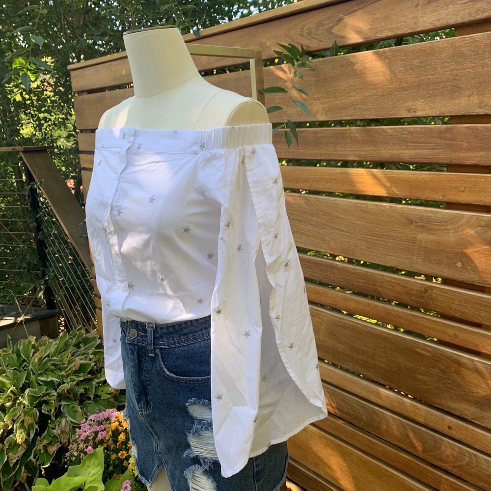 LUCKY BRAND BUTTON UP W OPEN SLEEVES